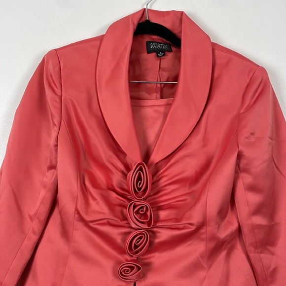 Adrianna Papell Occasion two piece skirt suit satin look front hook closure 8 - Picture 3 of 10